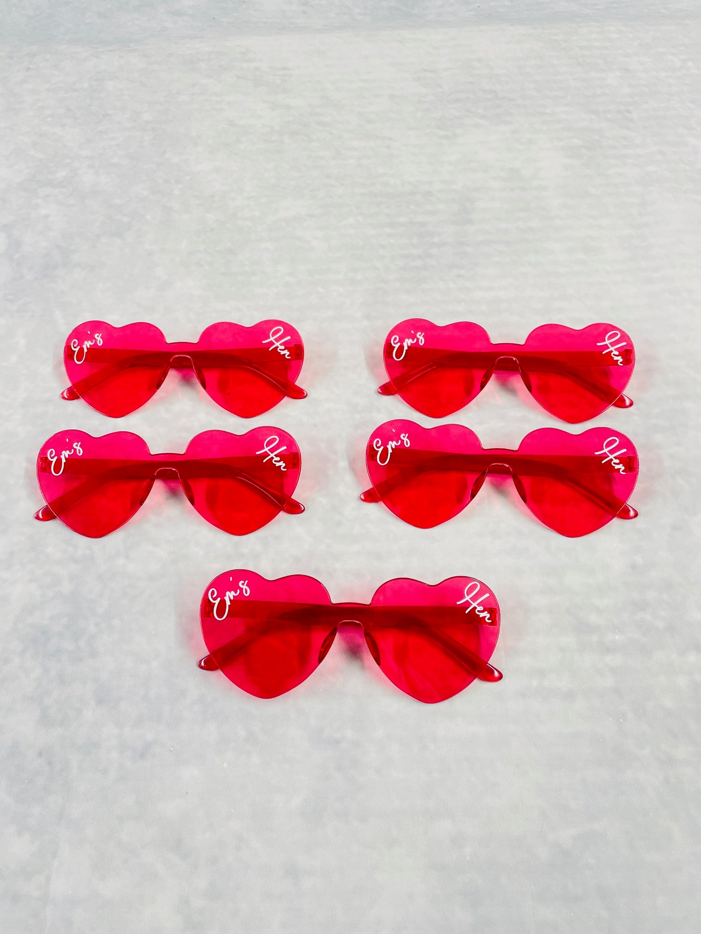 Personalised hen party pink heart sunglasses, matching hen party accessories, hen party goody bag fillers. Pink Heart Sunglasses Party Props