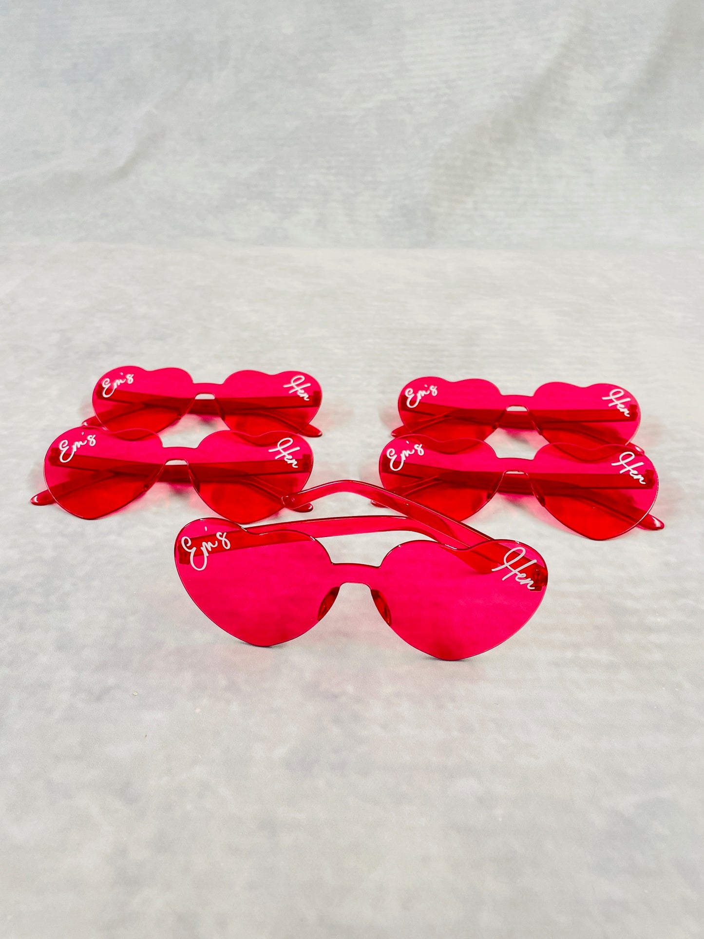 Personalised hen party pink heart sunglasses, matching hen party accessories, hen party goody bag fillers. Pink Heart Sunglasses Party Props