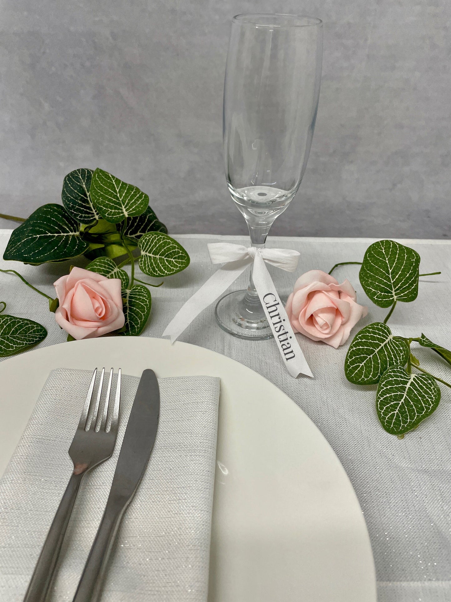 Personalised Wine Glass Name Ribbons, Wine Glass Charms, Place settings, Custom Party Decoration Favours, Event Name Tag decal, Table Decor