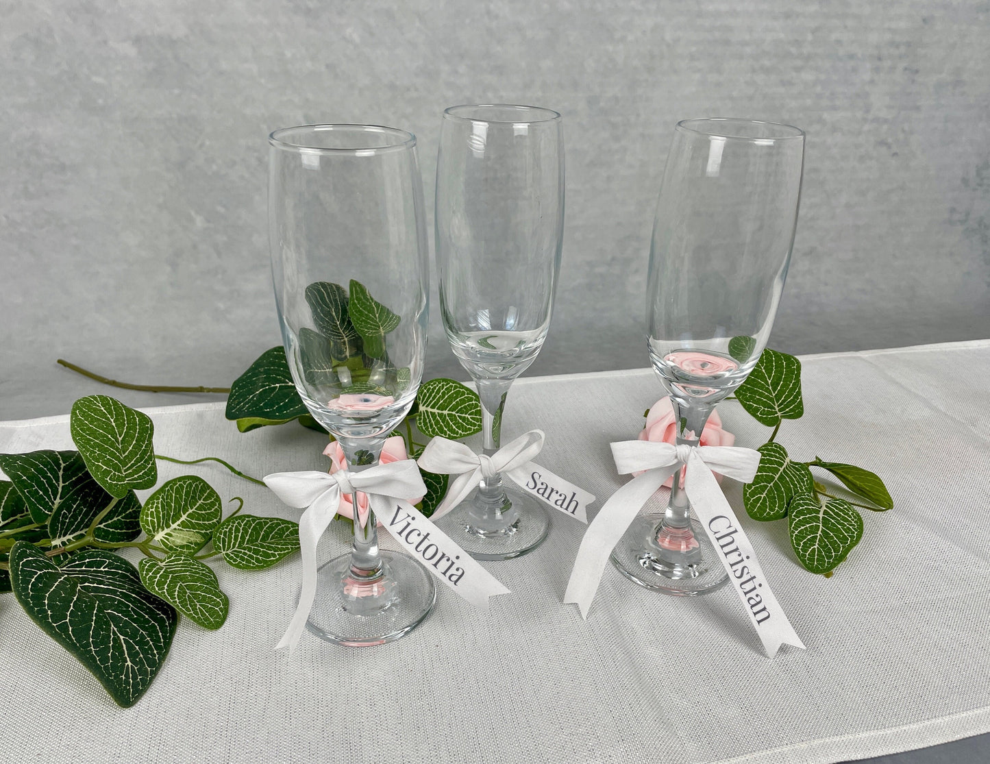 Personalised Wine Glass Name Ribbons, Wine Glass Charms, Place settings, Custom Party Decoration Favours, Event Name Tag decal, Table Decor