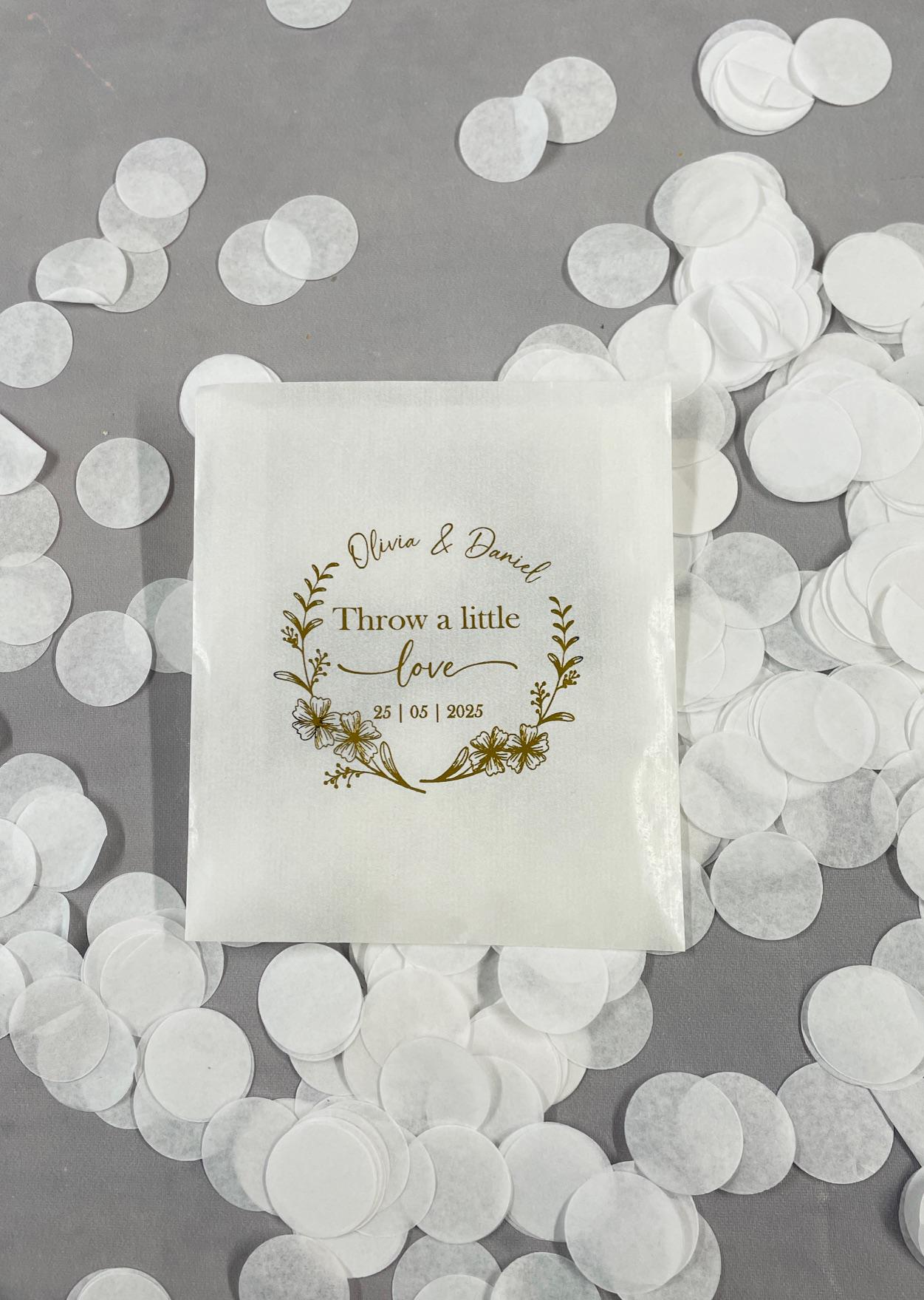 Wedding Confetti & Crate Set | Custom Gold foil Wedding Confetti bags and display crate | Rustic Wedding | Personalised Pre-Filled Confetti