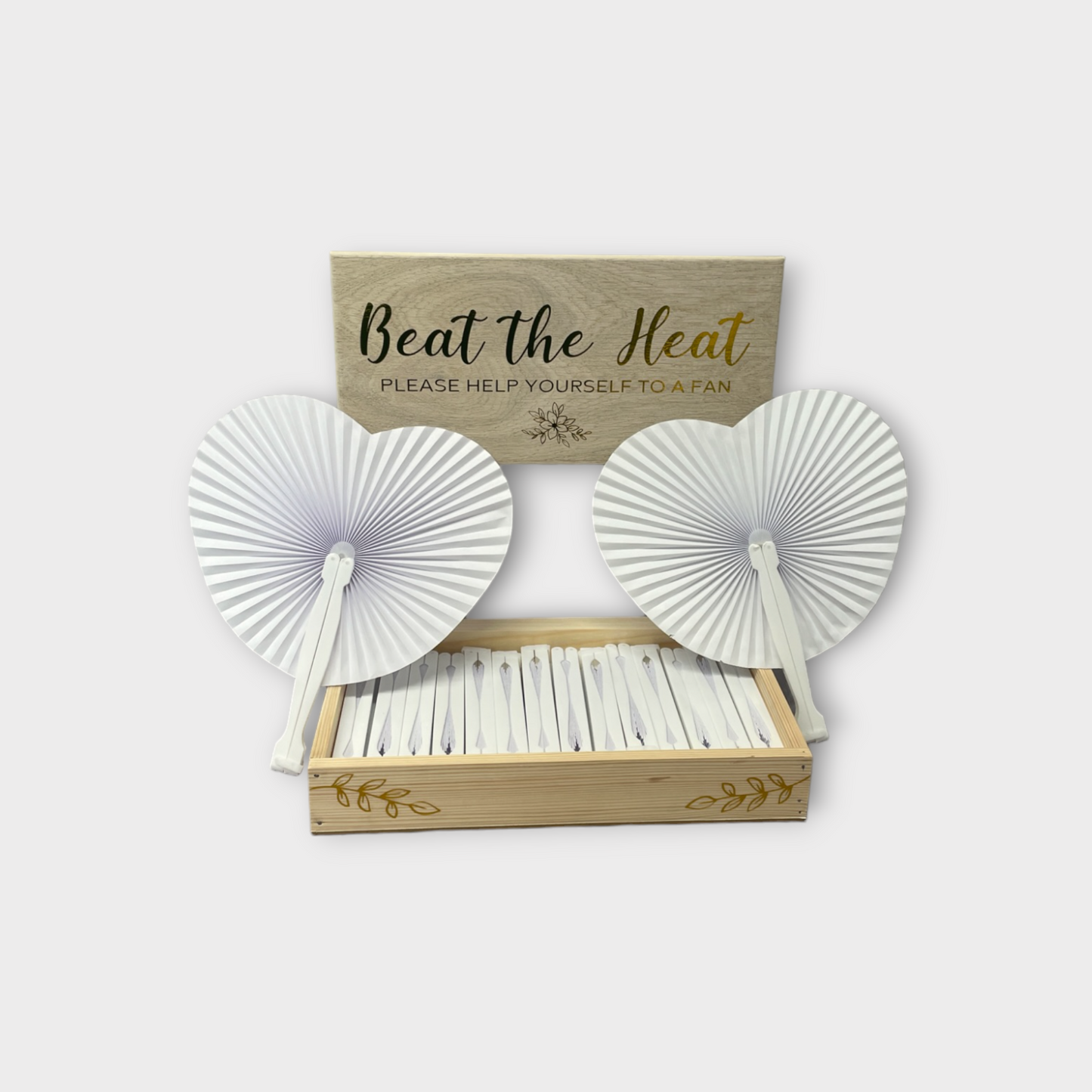 Wedding Fan & Crate Set | Custom Wedding Crate | Rustic Wedding Decor | Heart Shape Paper Fans | Destination Wedding Favours | Beat the Heat