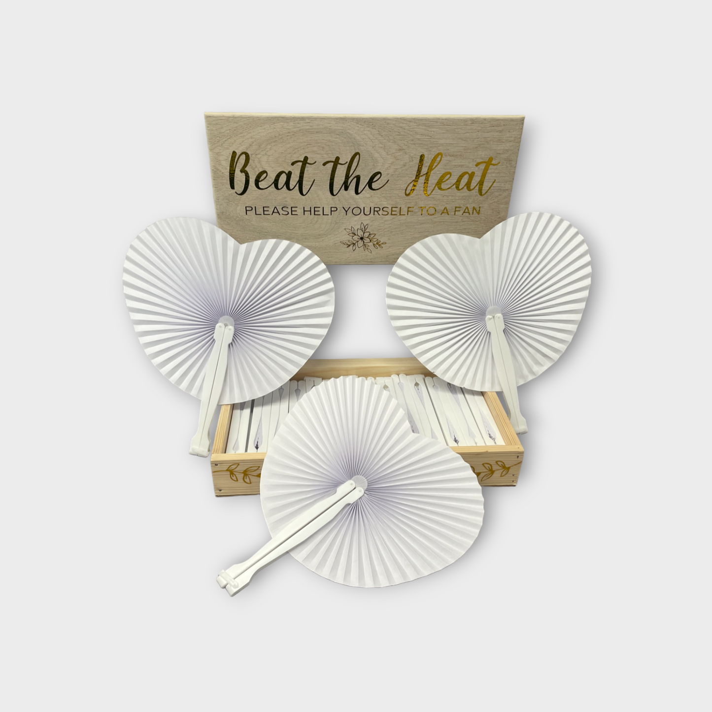 Wedding Fan & Crate Set | Custom Wedding Crate | Rustic Wedding Decor | Heart Shape Paper Fans | Destination Wedding Favours | Beat the Heat