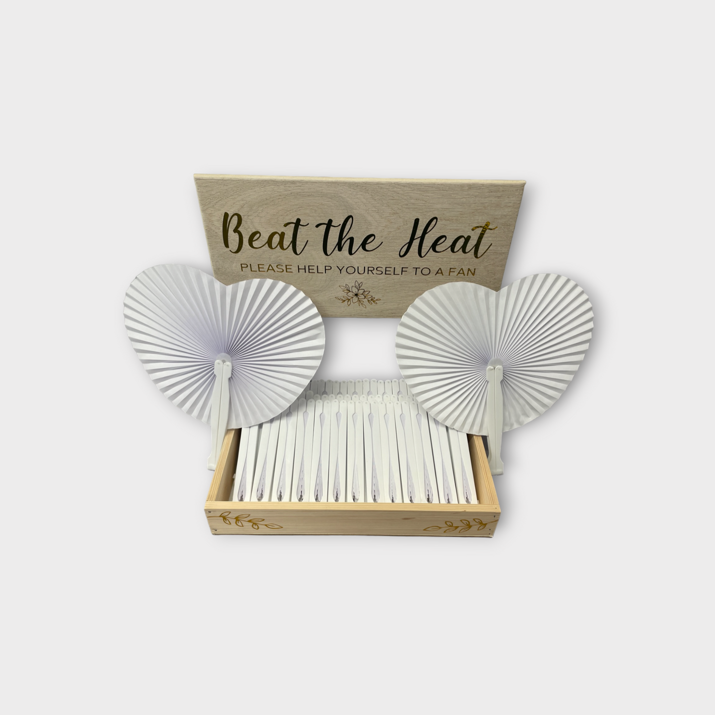 Wedding Fan & Crate Set | Custom Wedding Crate | Rustic Wedding Decor | Heart Shape Paper Fans | Destination Wedding Favours | Beat the Heat