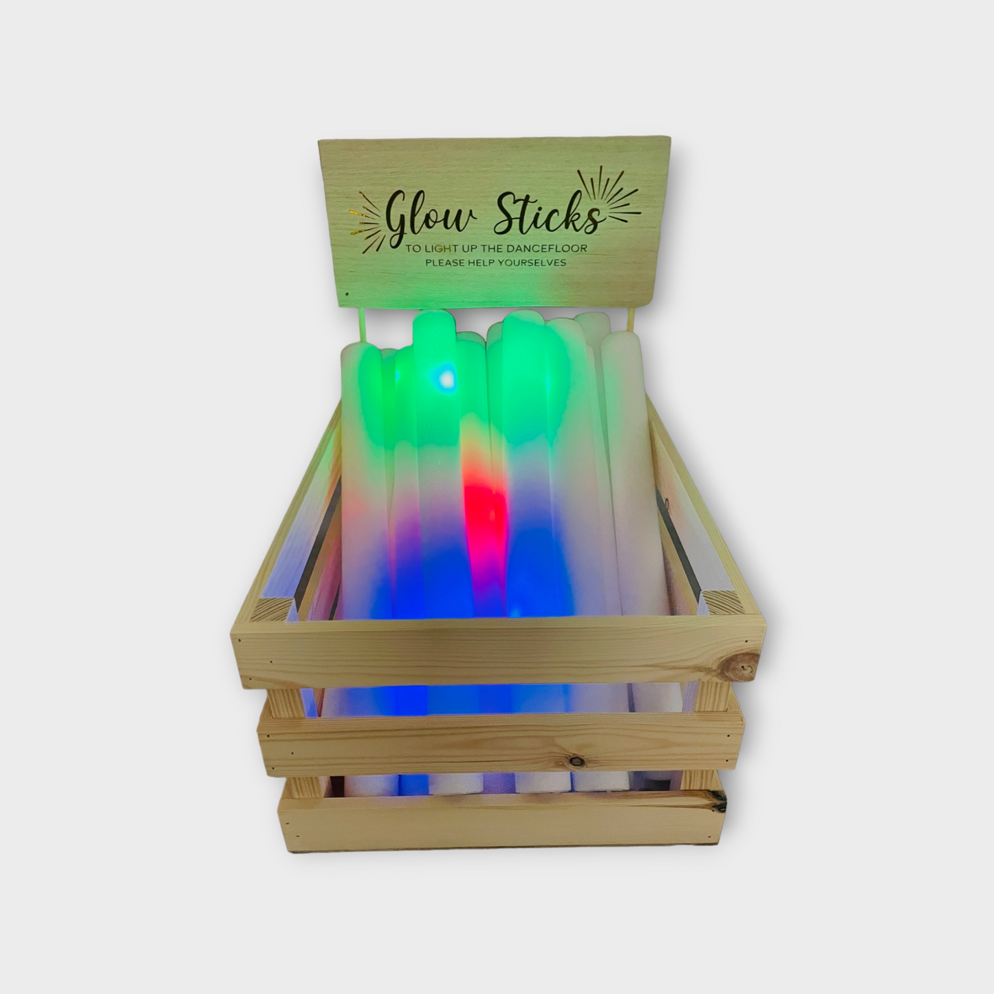 Party Glowsticks Crate and sign only, Light Up the Dancefloor