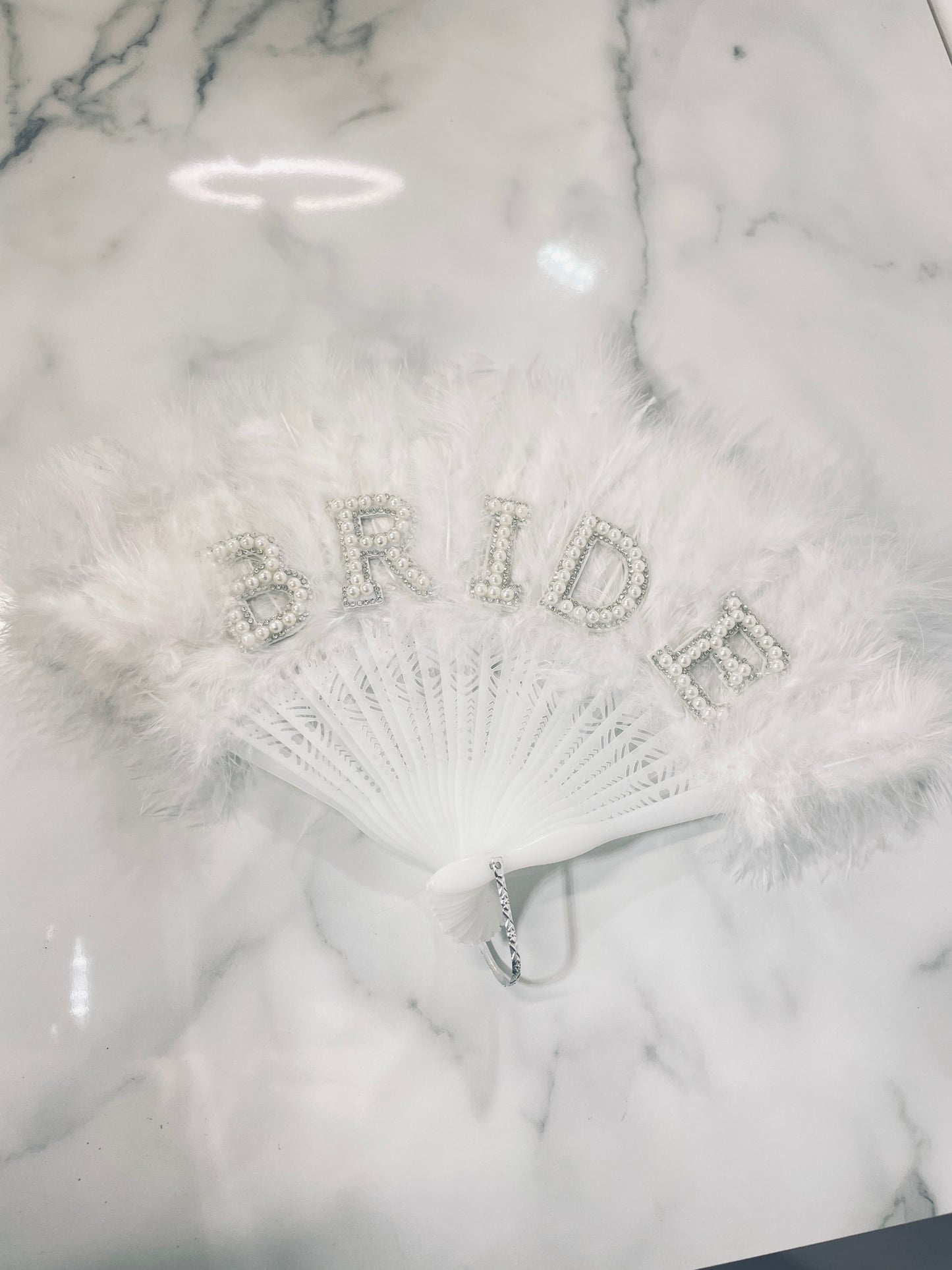 White Fluffy Bride Fan