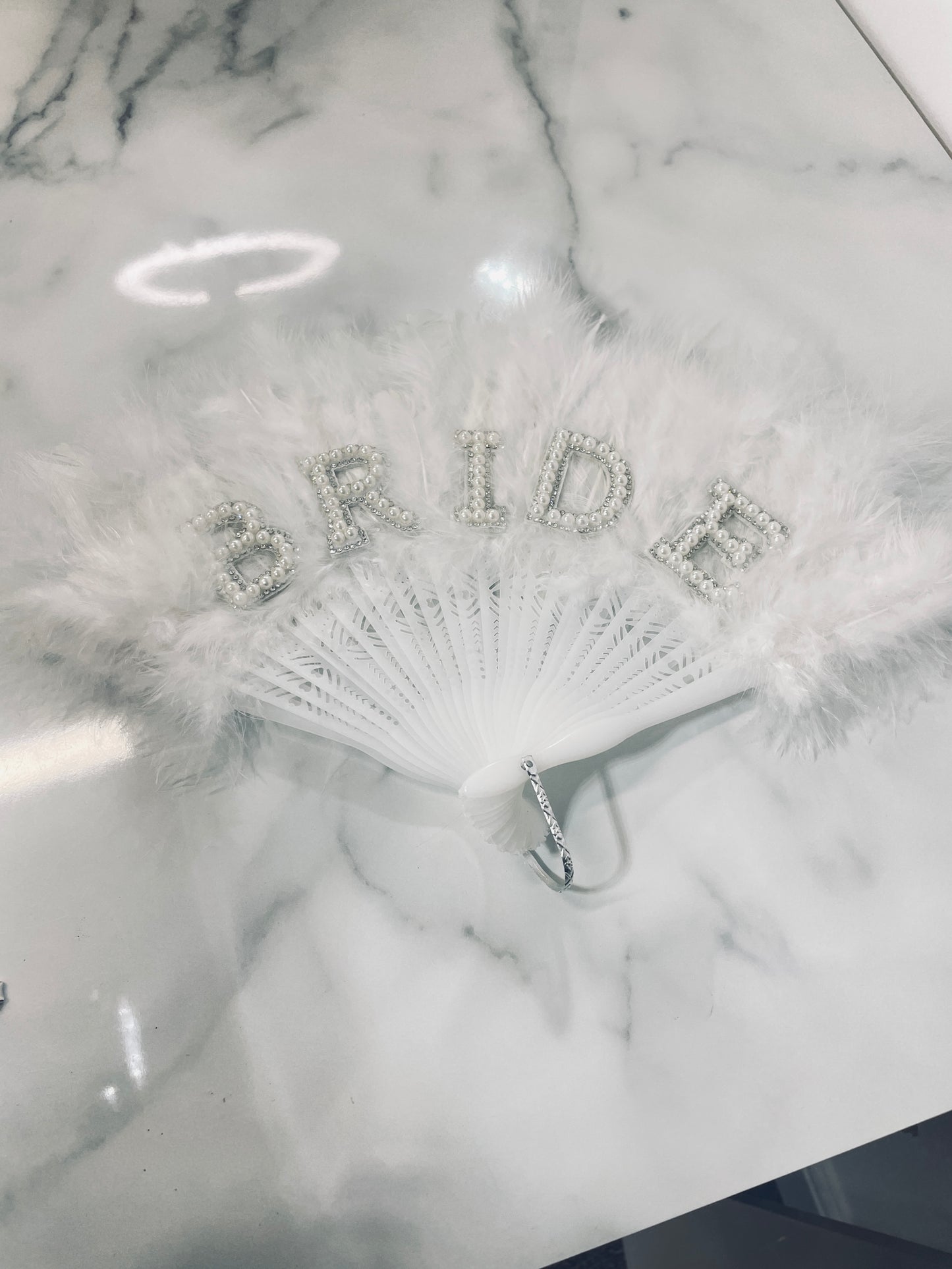 White Fluffy Bride Fan