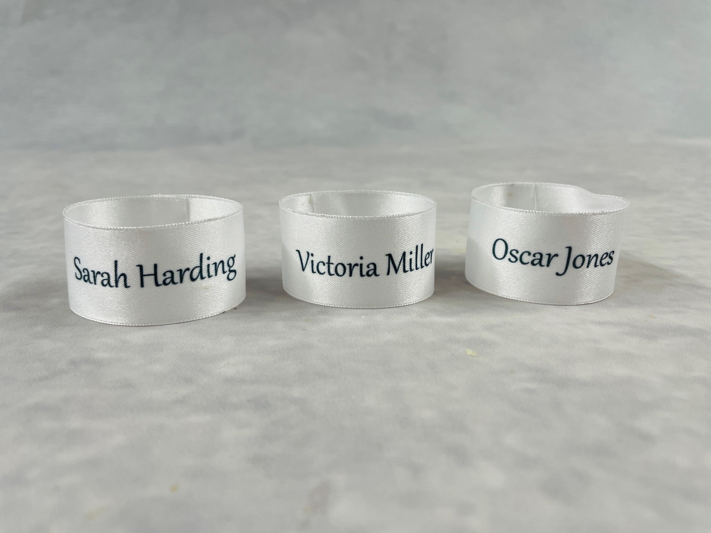 Personalised Satin Napkin Rings | Ideal Wedding Place names | Unique Wedding table setting Favours