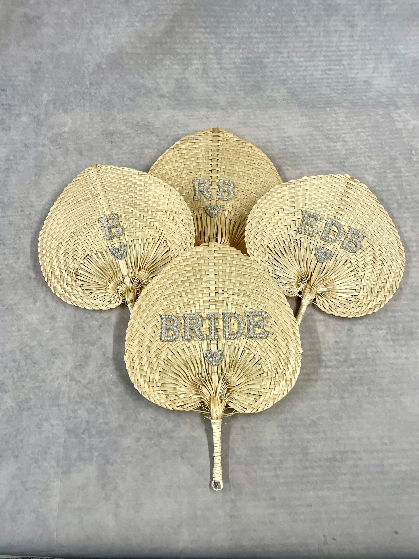 Personalised Rattan Fan | Pearl Beaded Hen party Fans | Bridal Accessories | Honeymoon Fan | Hen Party Accessories | Wicker Fan