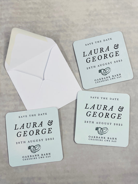 Save The Date Personalised Fridge Magnet with Envelope, Unique & Memorable Wedding Announcement, Custom Design
