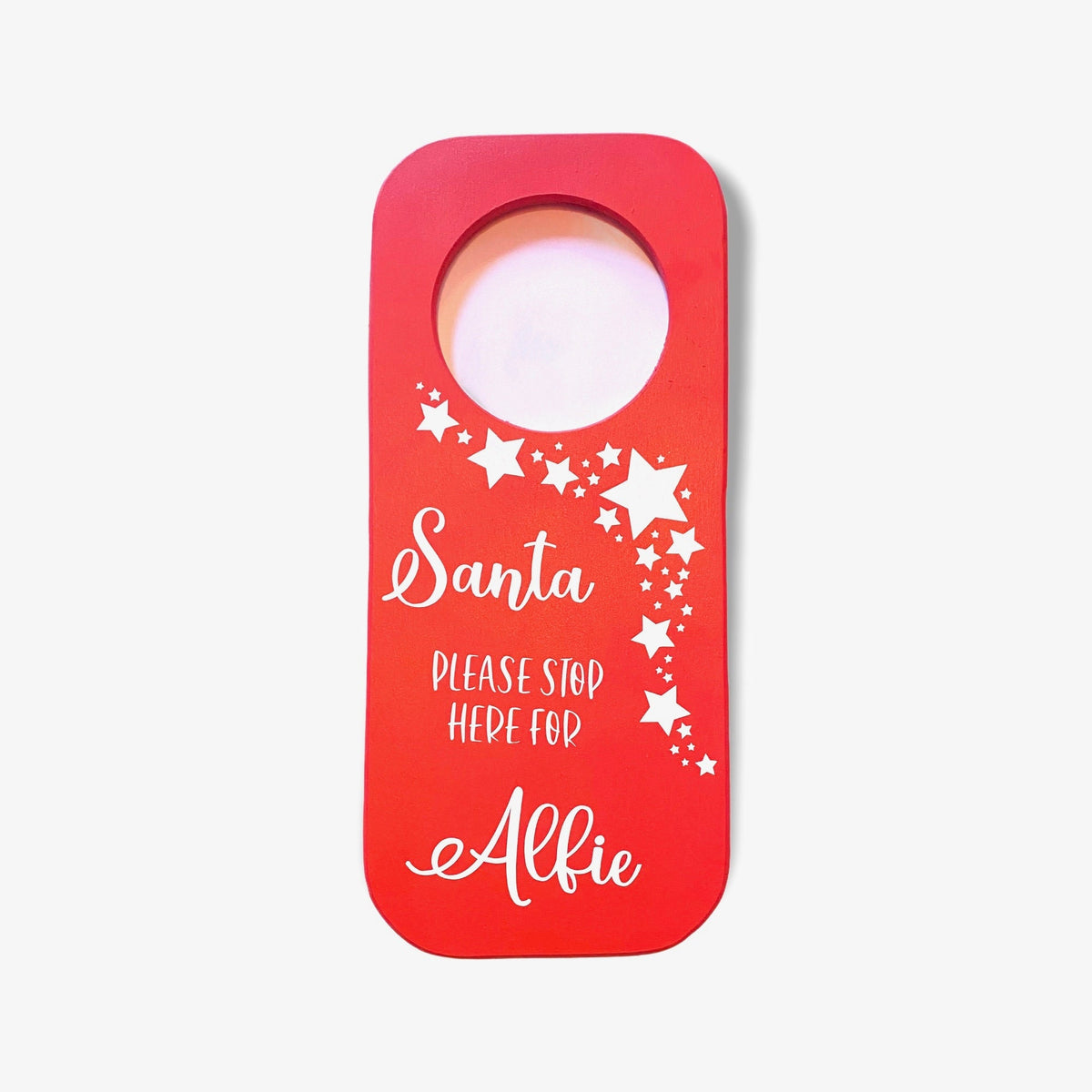 Customisable Santa Please Stop Here Bedroom Door Hanger | Children's Christmas Decorations| Personalised Christmas Decor