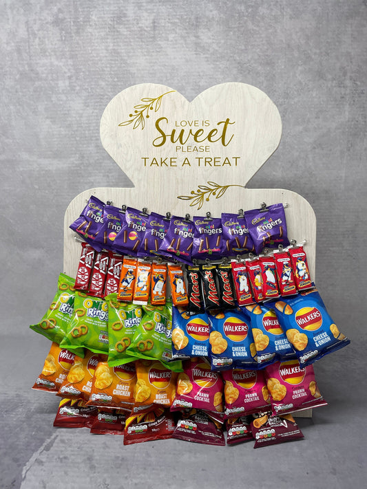 Love is Sweet please take a treat, Wedding Snack Bar Display Board, Customise To your Own Wedding Theme, Crisp Wall