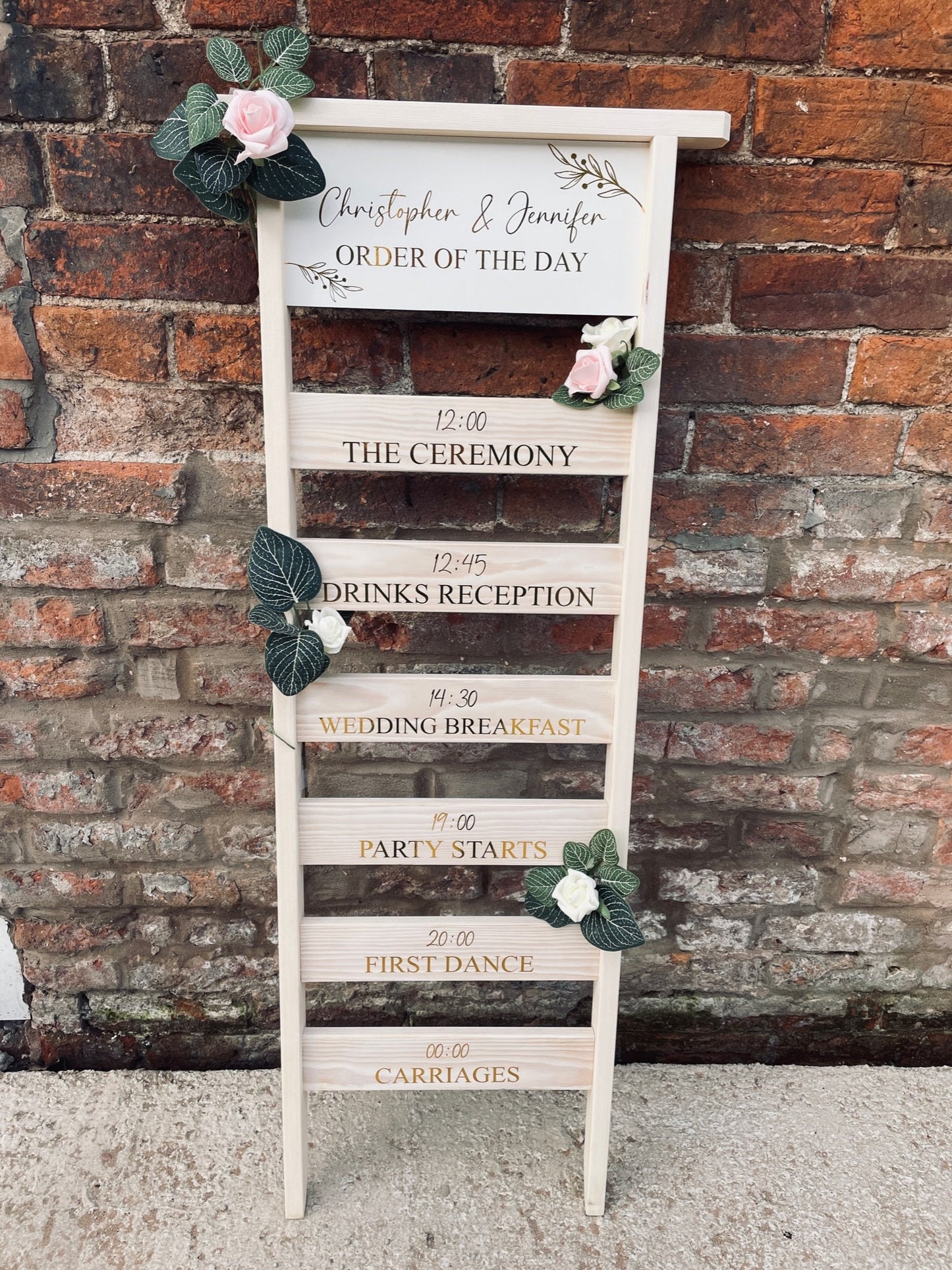 Customisable Wedding Order The Day | Order of Events Signage | Rustic Ladder Decor | Wedding Decor | Unique Wedding Signage | Display Ladder