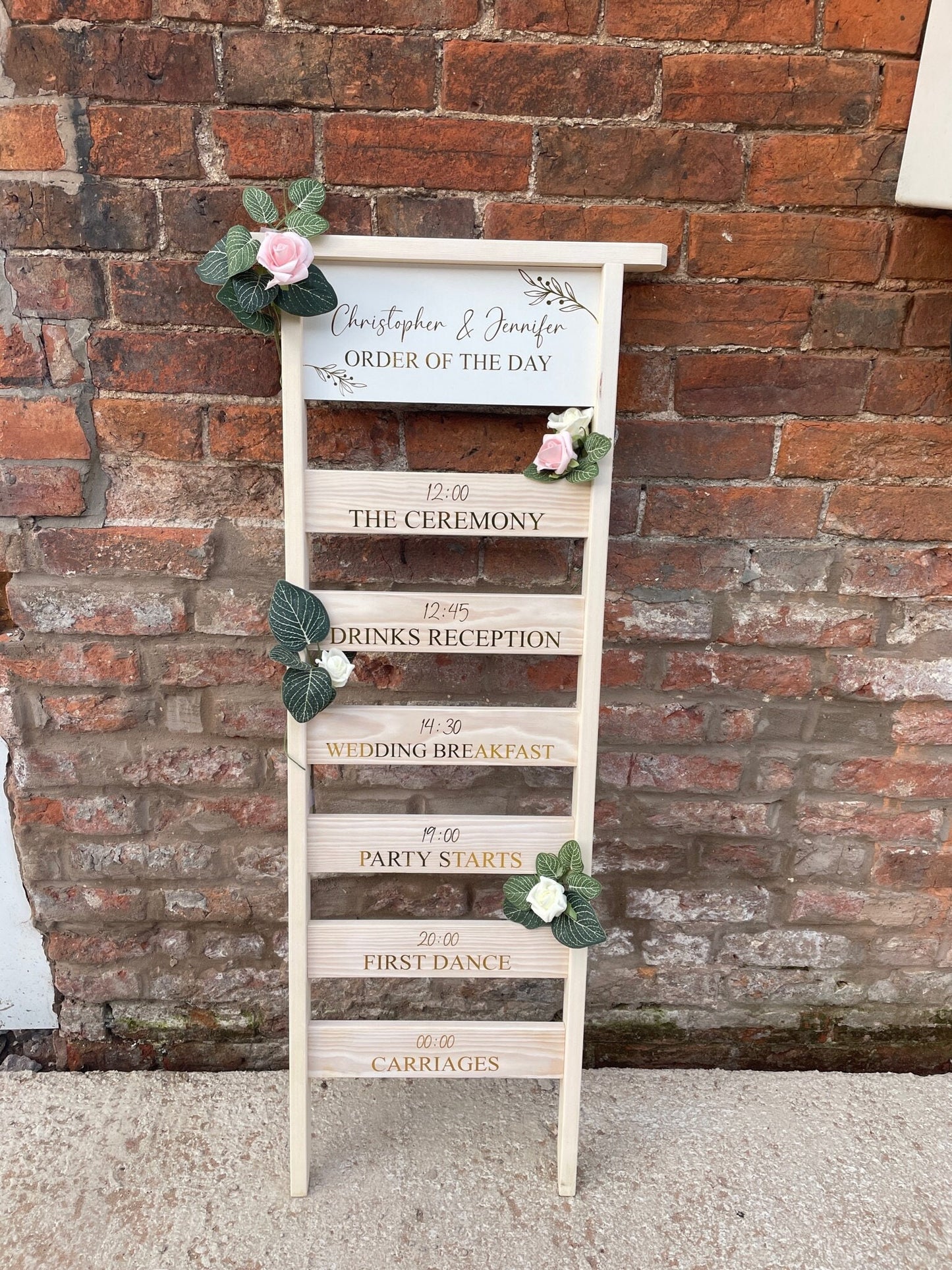 Customisable Wedding Order The Day | Order of Events Signage | Rustic Ladder Decor | Wedding Decor | Unique Wedding Signage | Display Ladder