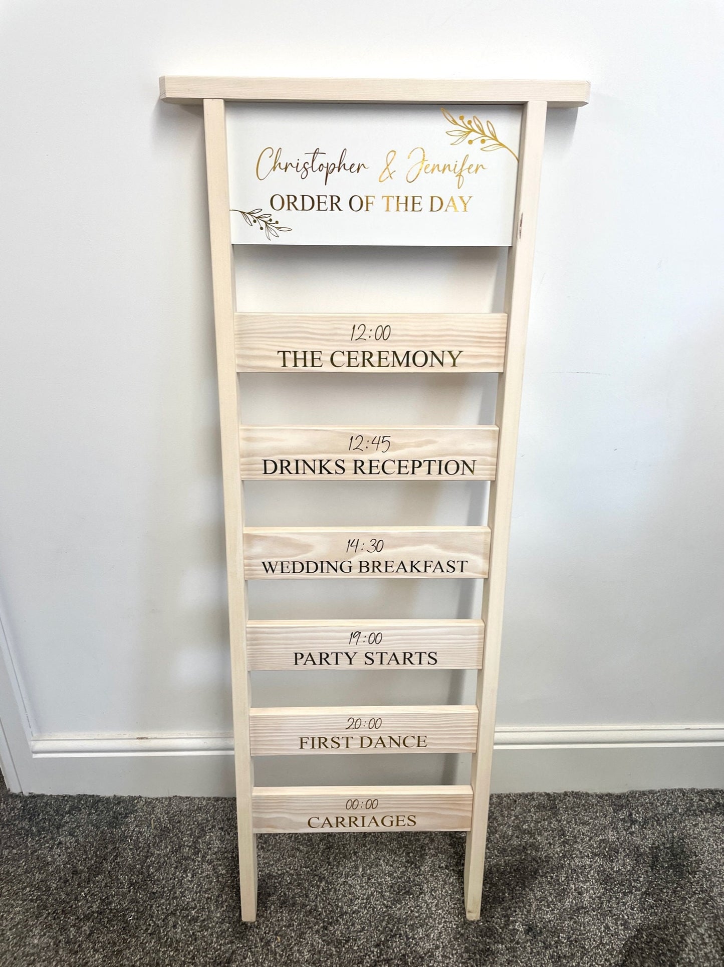 Customisable Wedding Order The Day | Order of Events Signage | Rustic Ladder Decor | Wedding Decor | Unique Wedding Signage | Display Ladder