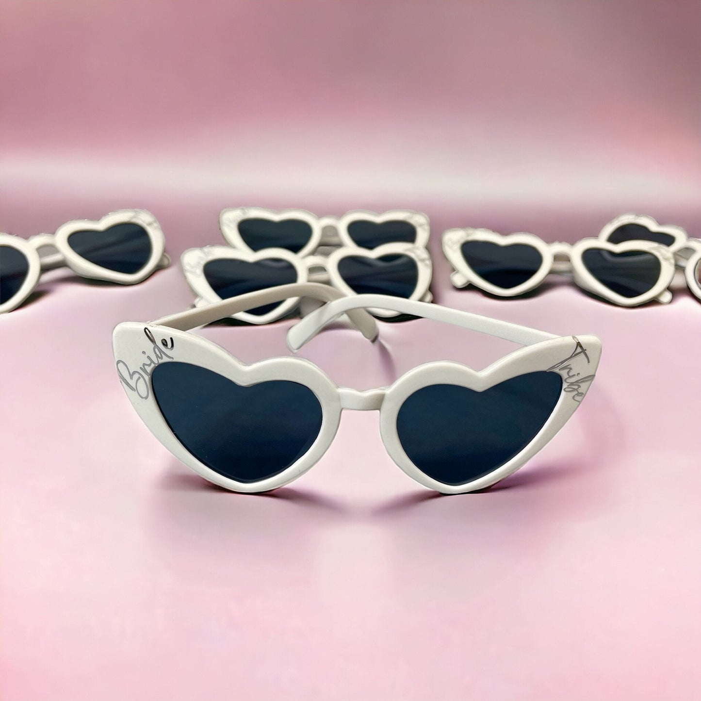 Bride Tribe White heart sunglasses, matching hen party accessories, brides sunglasses, bacholerette party gists, hen party bag fillers.