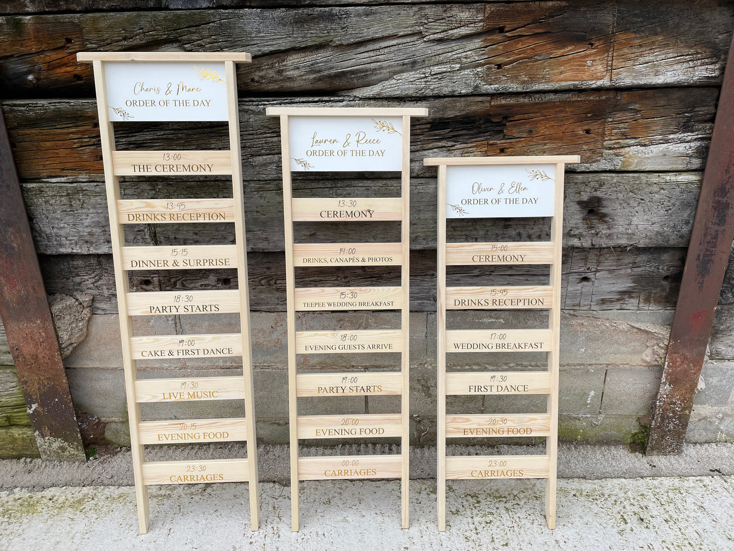 Customisable Wedding Order The Day | Order of Events Signage | Rustic Ladder Decor | Wedding Decor | Unique Wedding Signage | Display Ladder