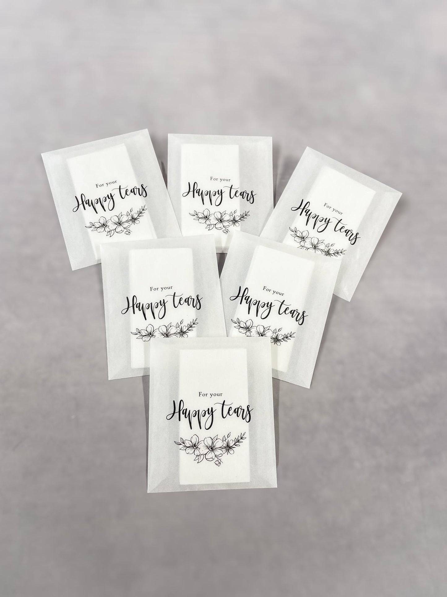 For your Happy Tears, Wedding Tissues, Pre Filled Wedding tissue packet, Wedding Guest Favours, Customisable Wedding Décor, Tissues included