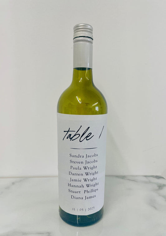 Table Number Wine Bottle Labels | Wedding Seating Plan Labels | Printed Foiled Sticky Labels For Wine Bottle | Personalised Wedding Label