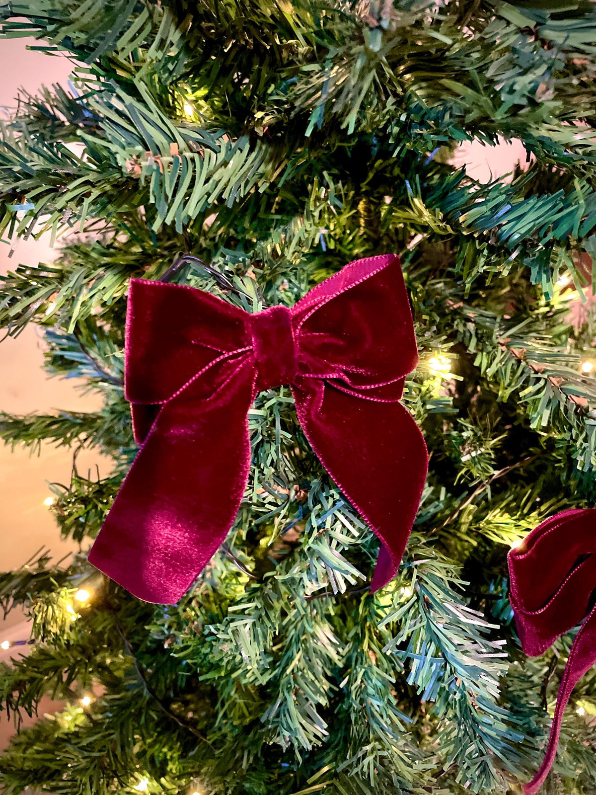 Handmade Velvet Christmas Tree Bows with Clip