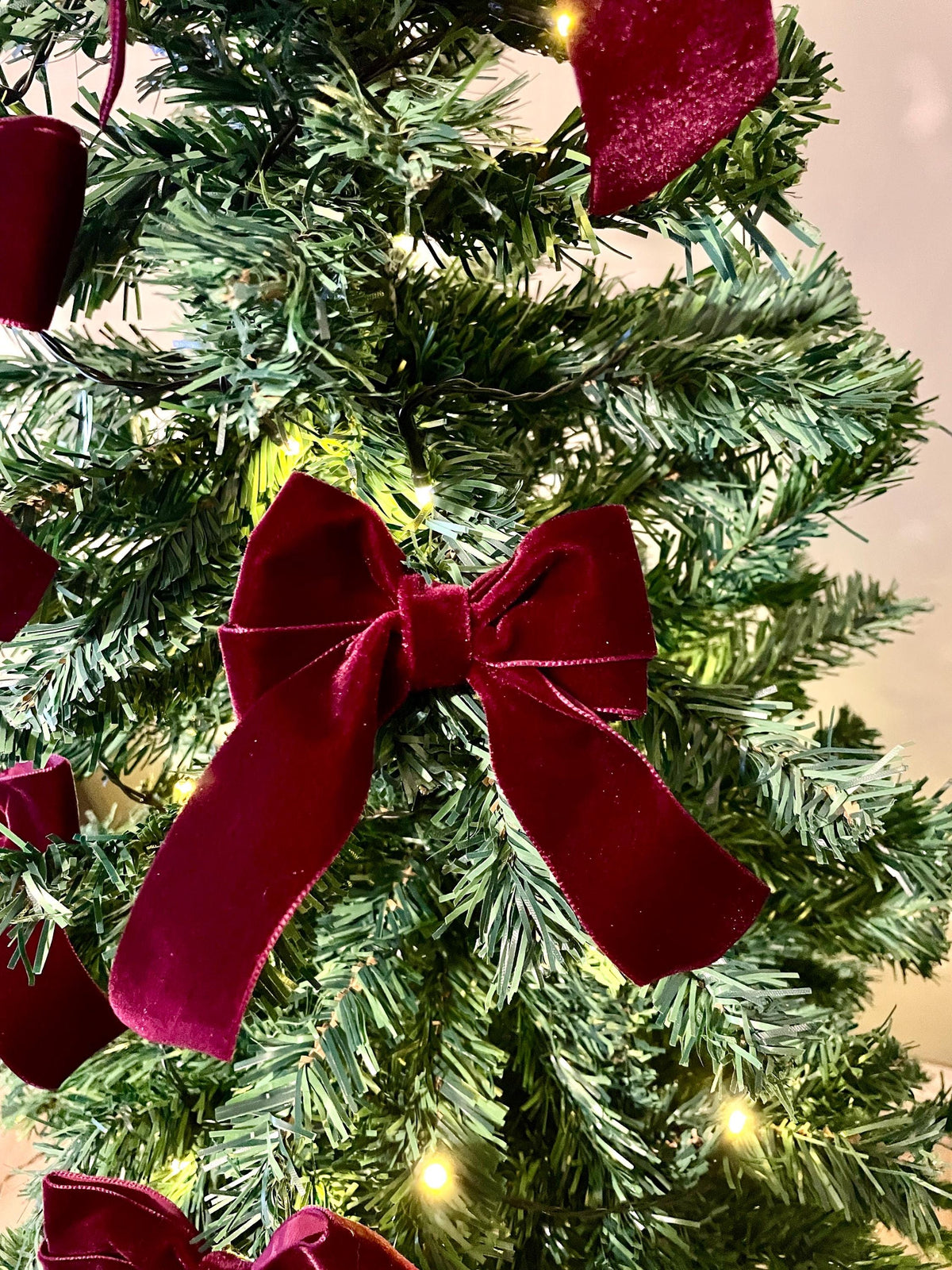Handmade Velvet Christmas Tree Bows with Clip