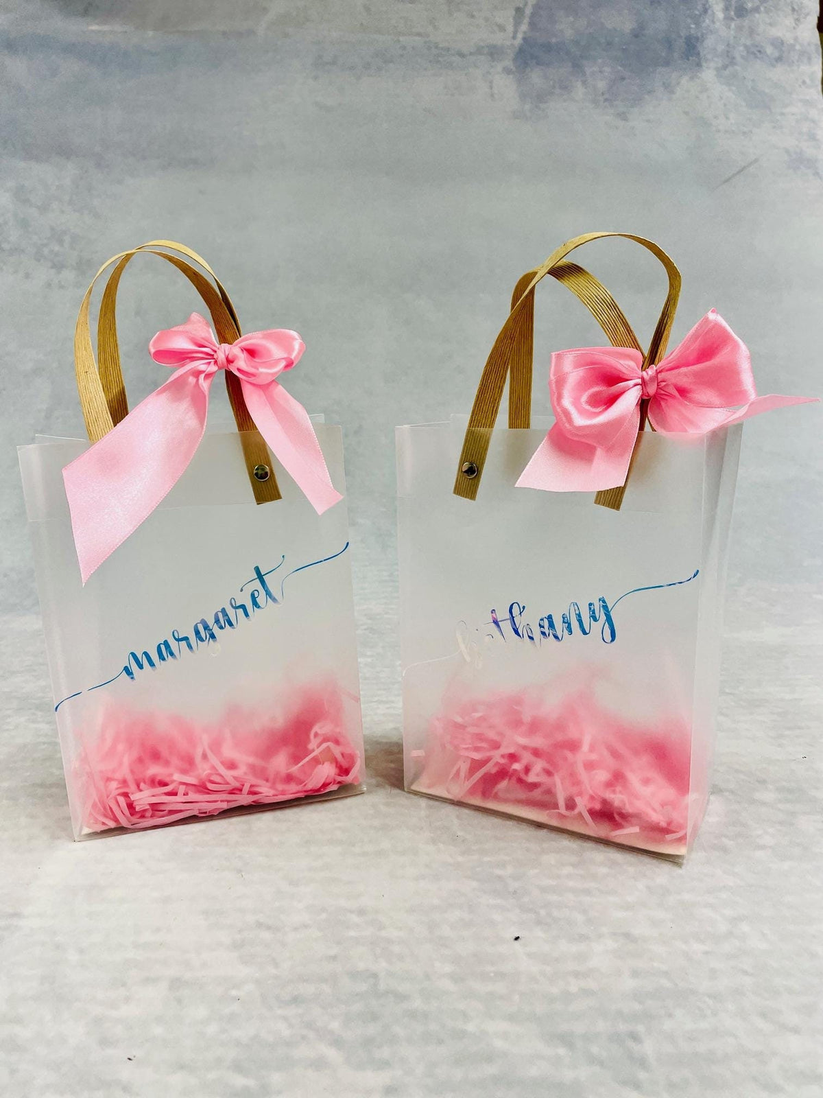 Personalized Party Favor Bags: Holographic Vinyl, Ribbon & Shred