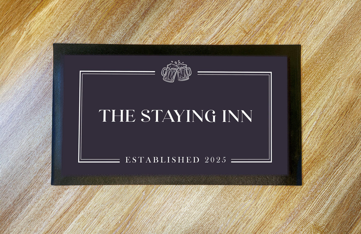 Personalized Home Bar Mat Runner: Custom Pub Sign, Man Cave Accessory