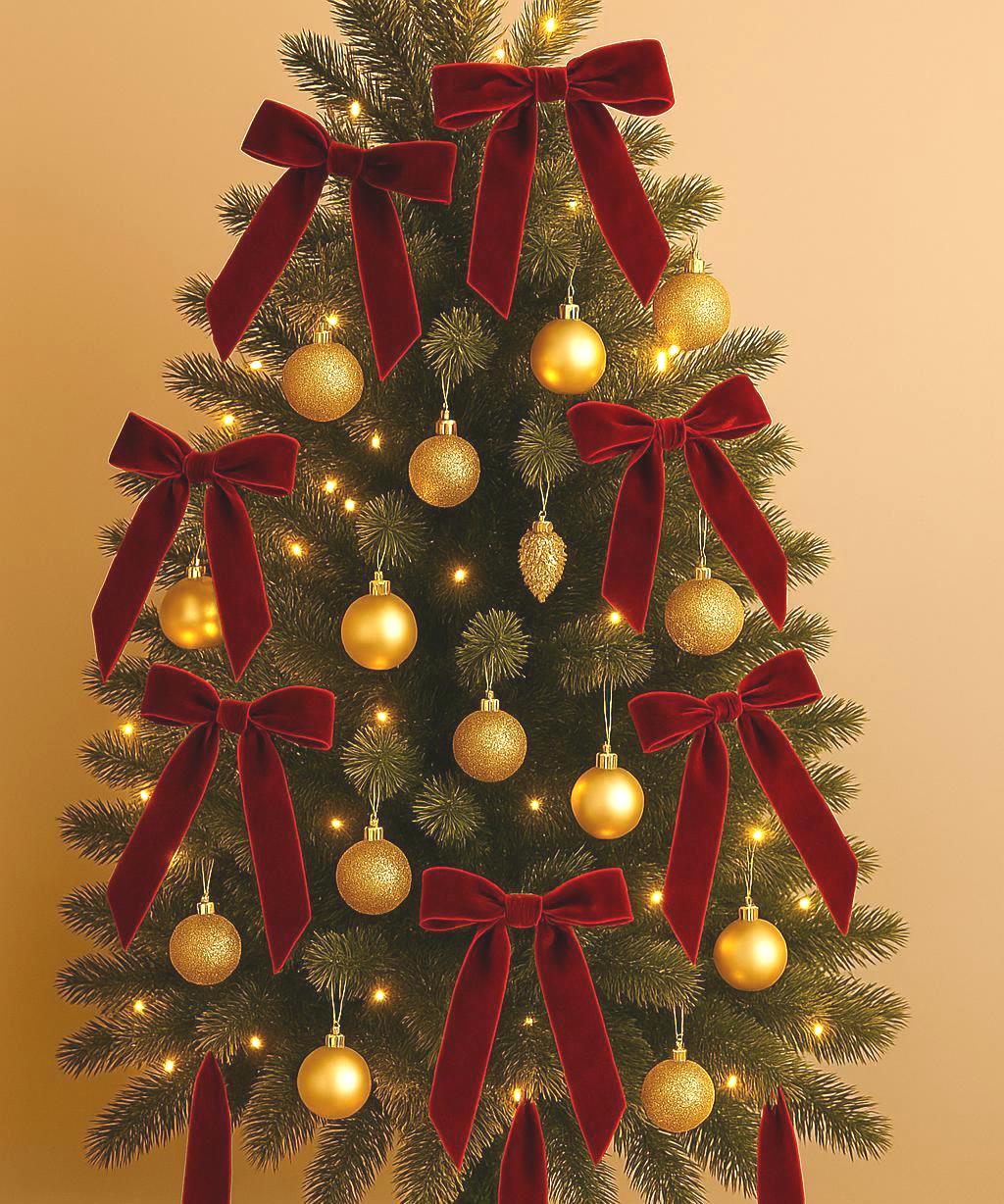 Handmade Velvet Christmas Tree Bows with Clip, long tail ribbon