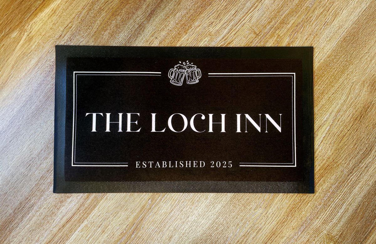 Personalized Home Bar Mat Runner: Custom Pub Sign, Man Cave Accessory