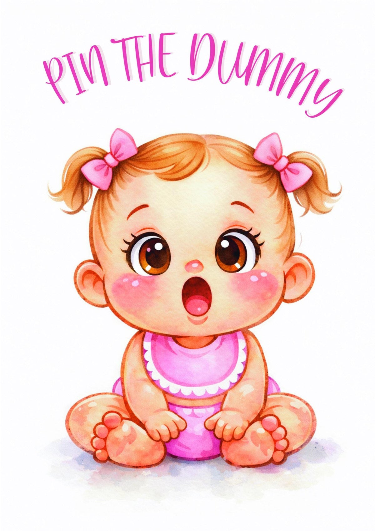 Pin the Dummy Baby Shower Game, A3 Poster with 15 Stickers