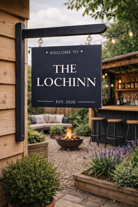 Personalised Home Bar Sign UK | Hanging Garden Pub Sign | Custom Man Cave Gift for Dad | Outdoor Wooden Bar Sign Double Sided