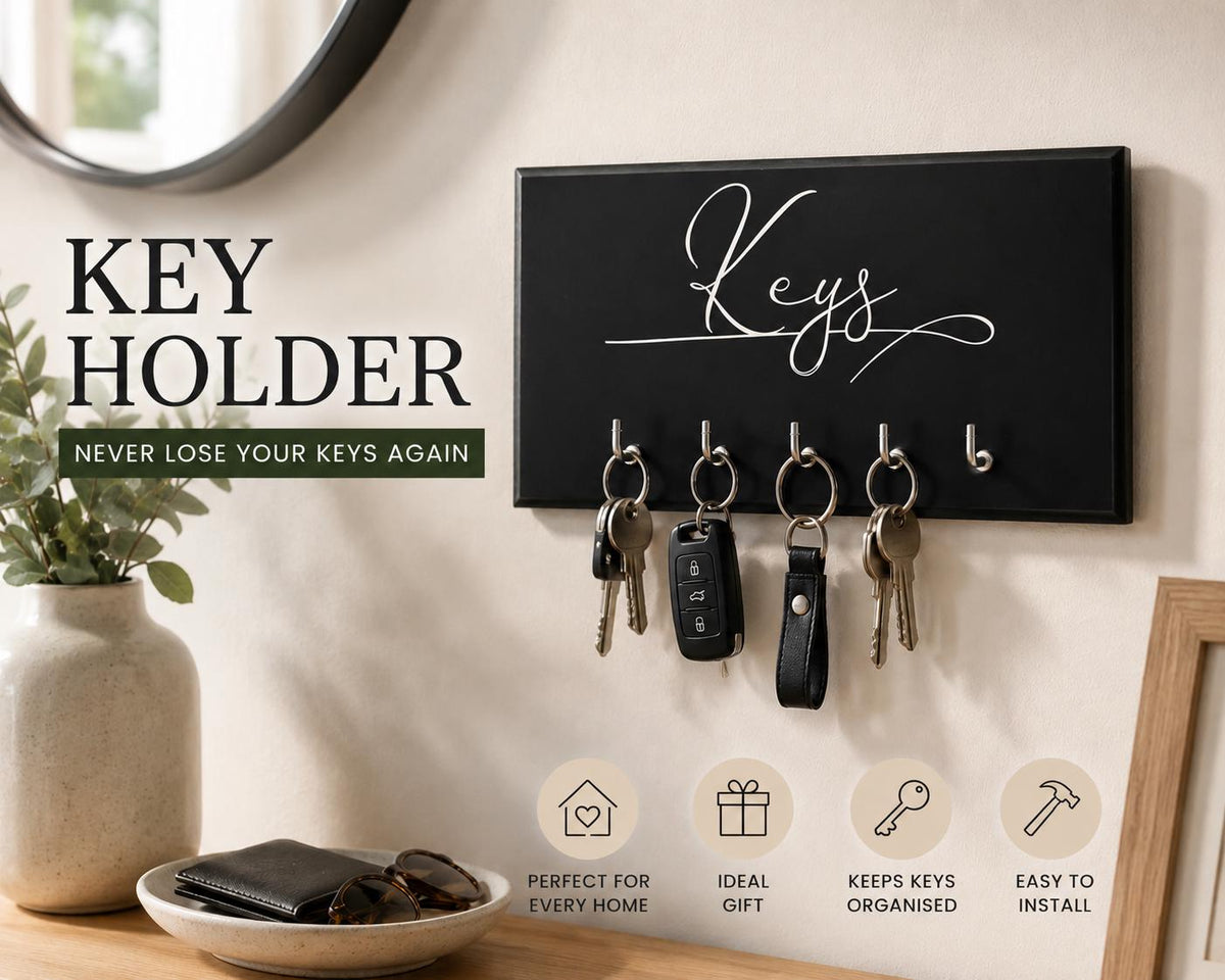 Handmade Wall Mounted Key Holder with 5 Hooks