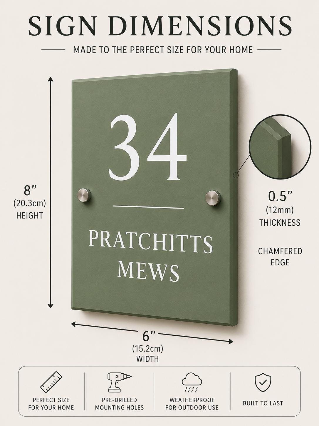 Personalised House Sign, Custom Address Plaque, Weatherproof Outdoor Door Number Plate