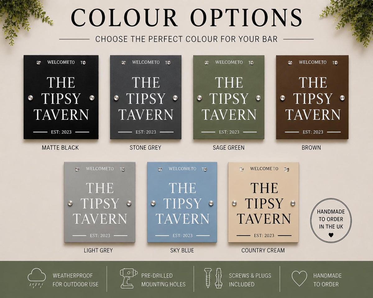 Personalised Home Bar Sign, Custom Pub Shed Decor, Garden Man Cave Wall Art