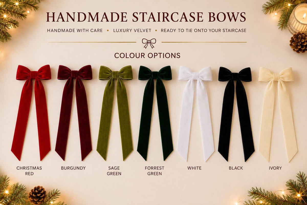 Velvet Christmas staircase bow