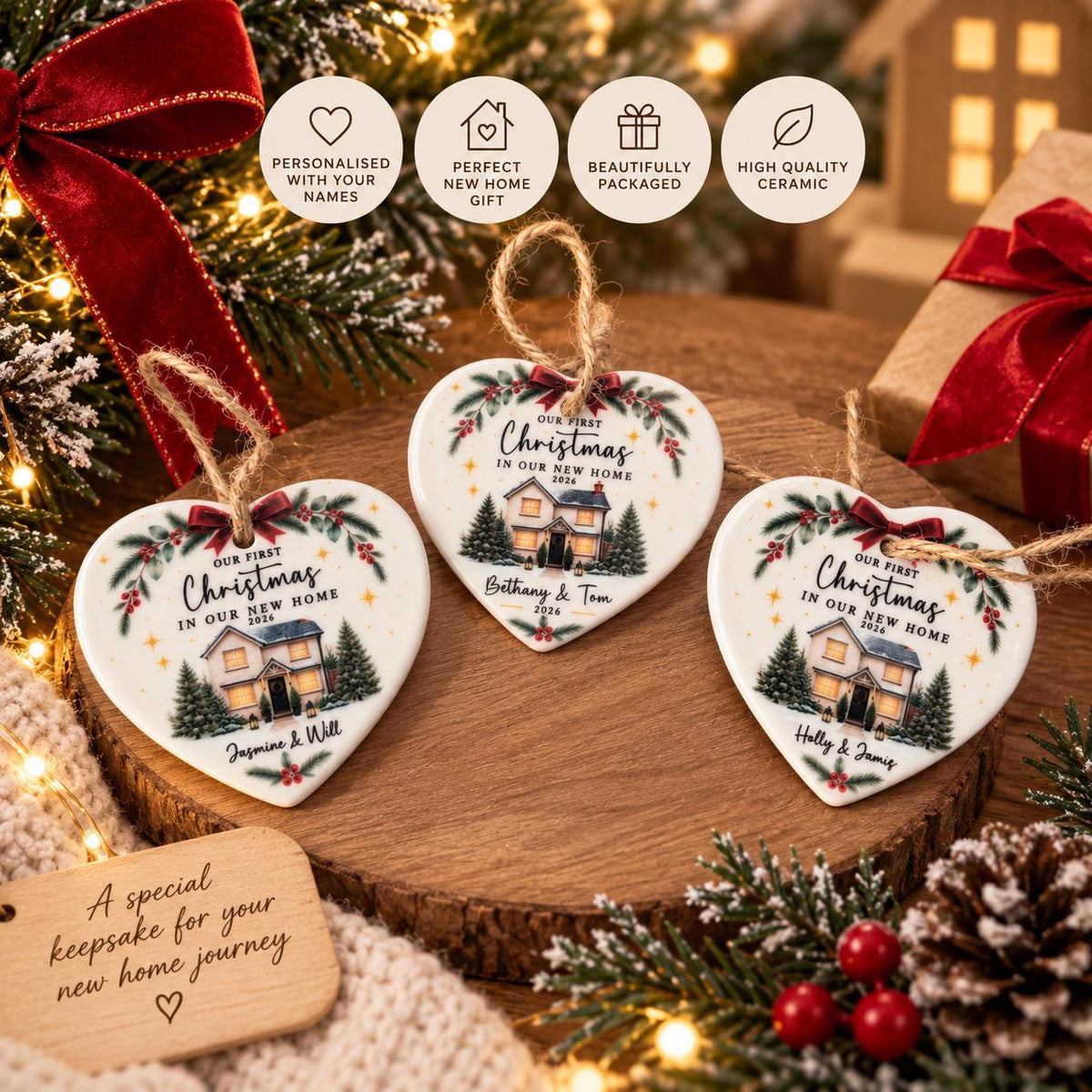 First Christmas in Our New Home Ceramic Heart