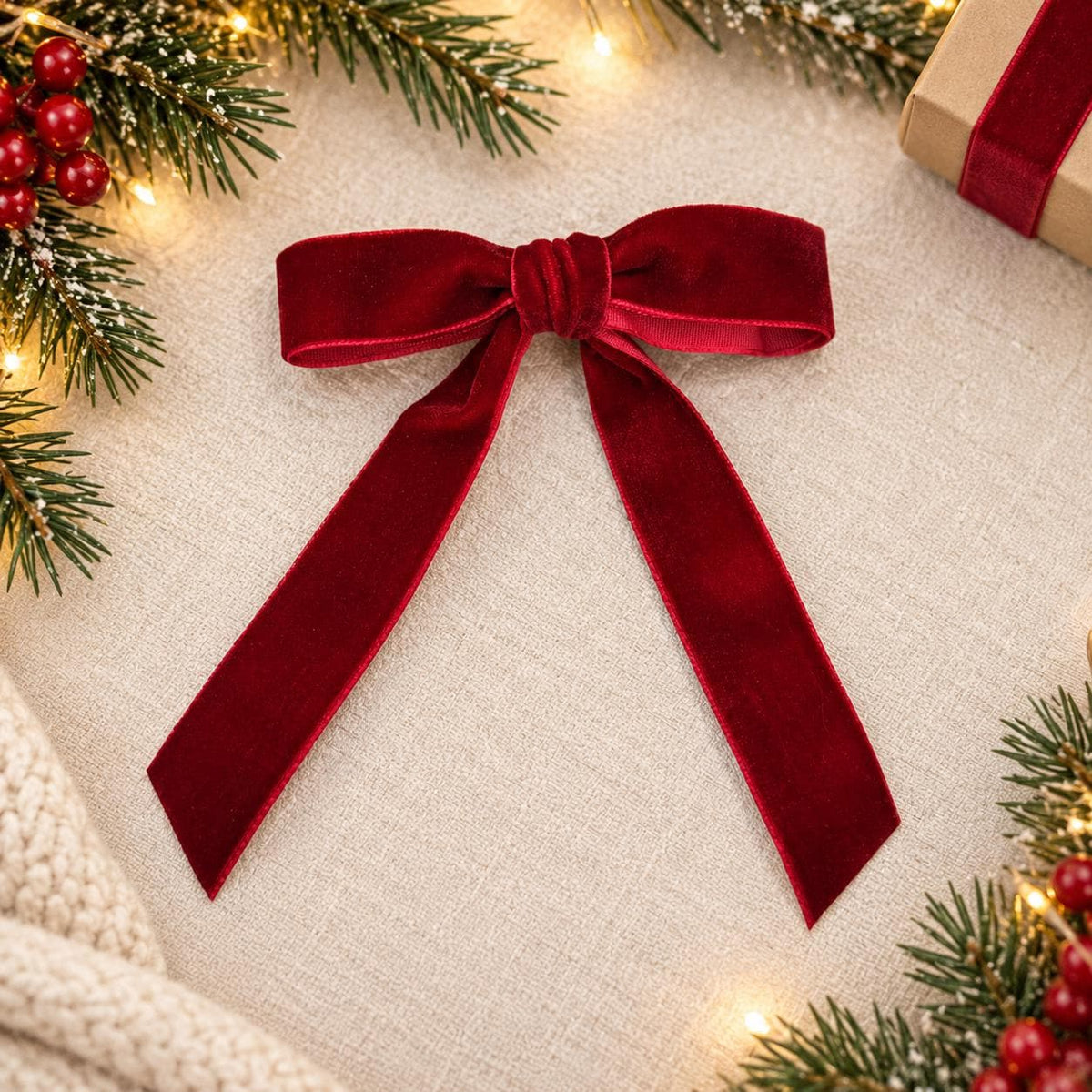 Mini velvet Christmas clip bows