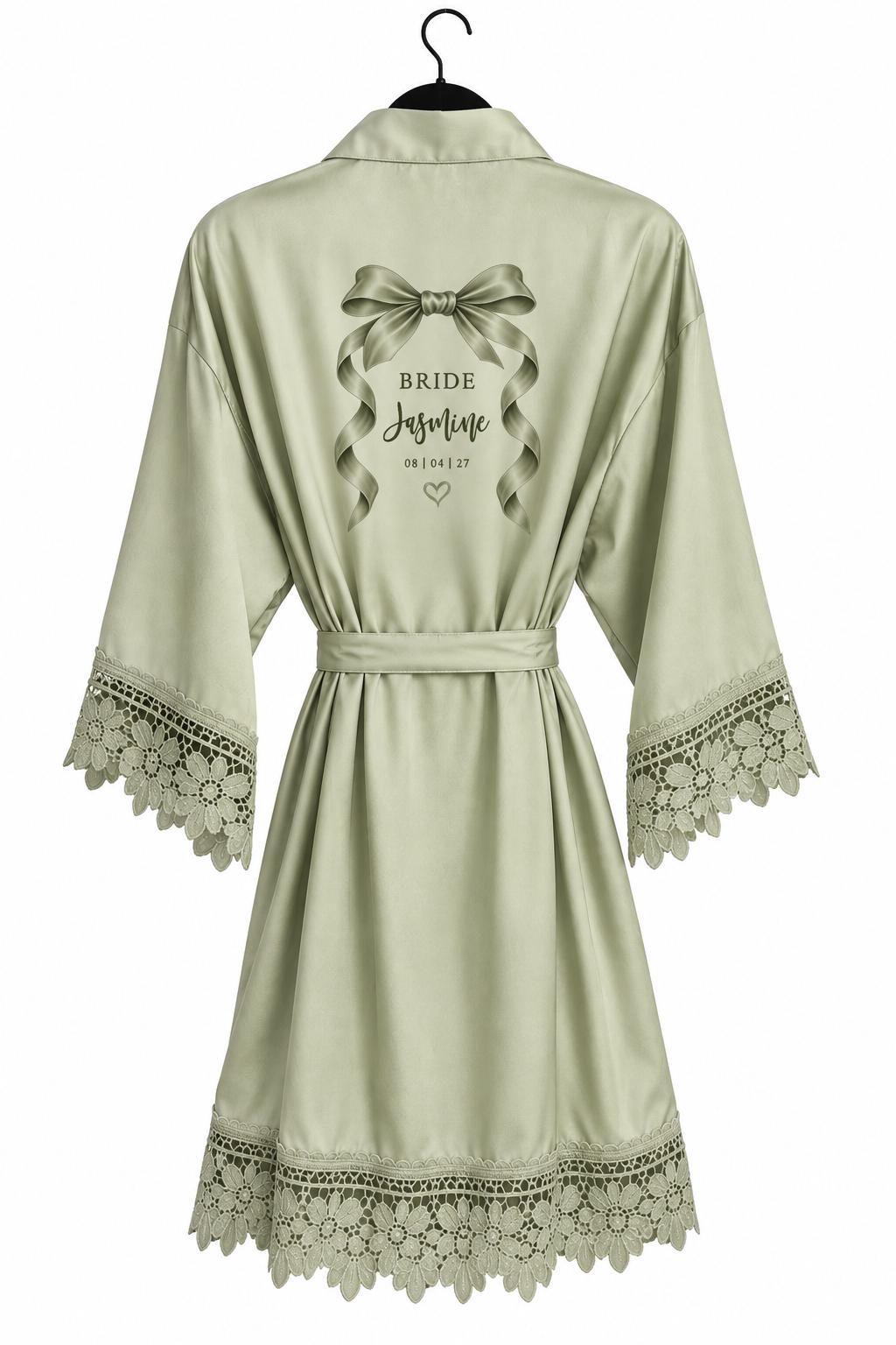 Personalised Bridal Robe, Bridesmaid Dressing Gown, Custom Bride Robe, Maid of Honour Wedding Robe, Bridal Party Getting Ready Gift