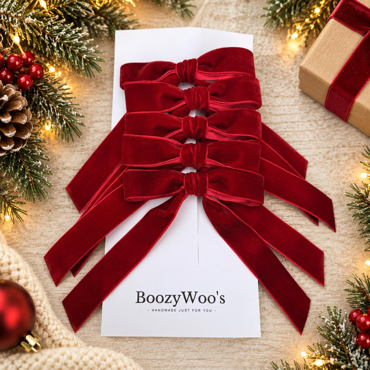 Mini velvet Christmas clip bows