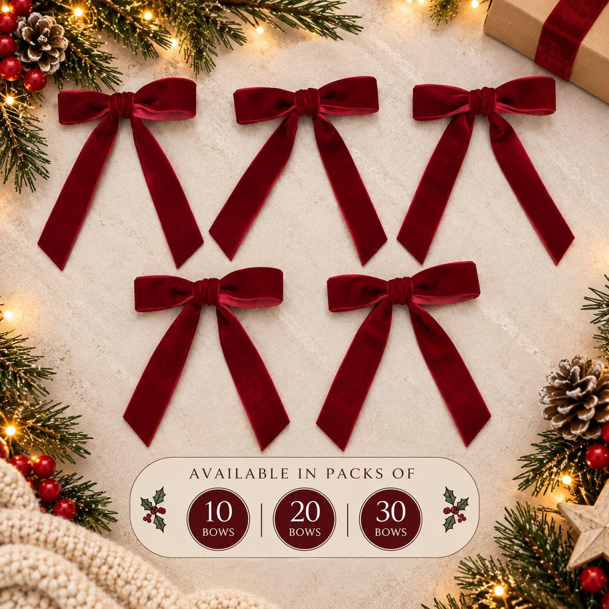 Mini velvet Christmas clip bows