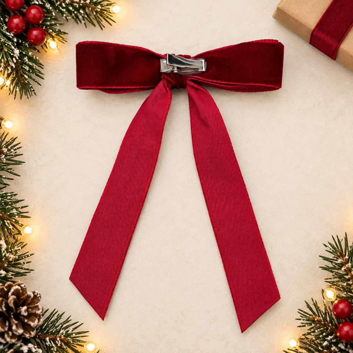 Mini velvet Christmas clip bows