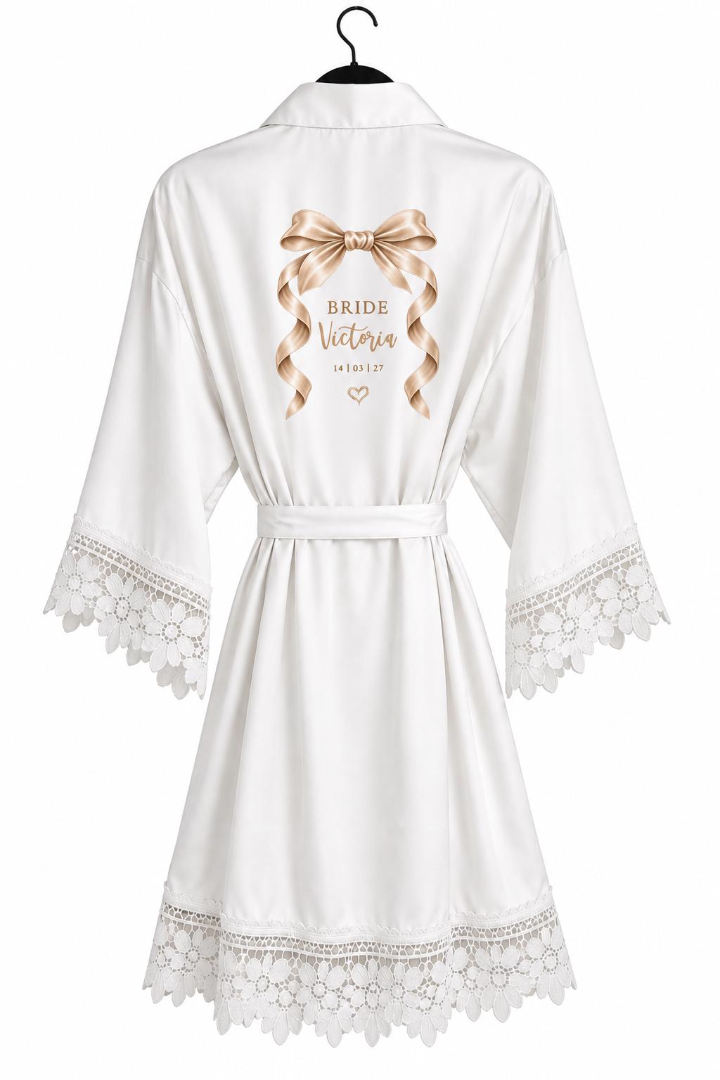 Personalised Bridal Robe, Bridesmaid Dressing Gown, Custom Bride Robe, Maid of Honour Wedding Robe, Bridal Party Getting Ready Gift