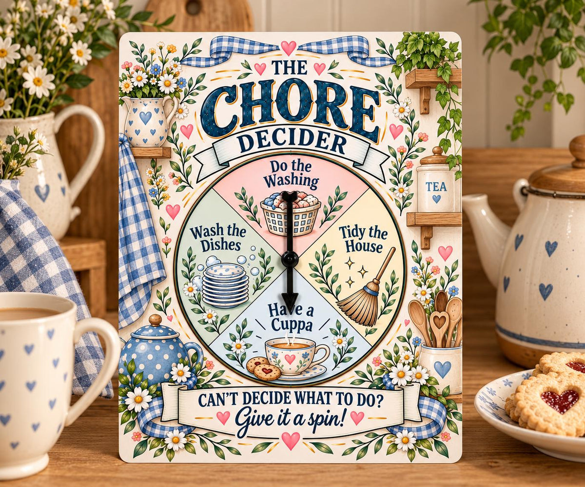 Funny Chore Decider Spinner Sign – Have a Cuppa Tea Lover Kitchen Gift