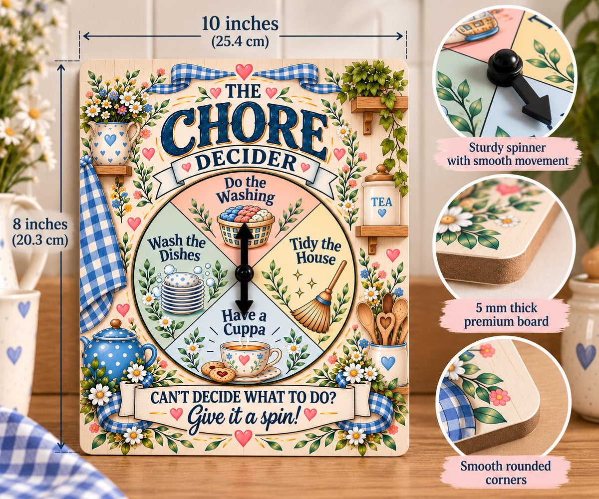 Funny Chore Decider Spinner Sign – Have a Cuppa Tea Lover Kitchen Gift
