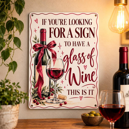 Wine quote aluminium metal sign for home bar or kitchen
