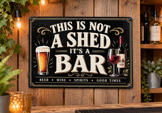 “This Is Not a Shed, It’s a Bar” Metal Pub Shed Sign