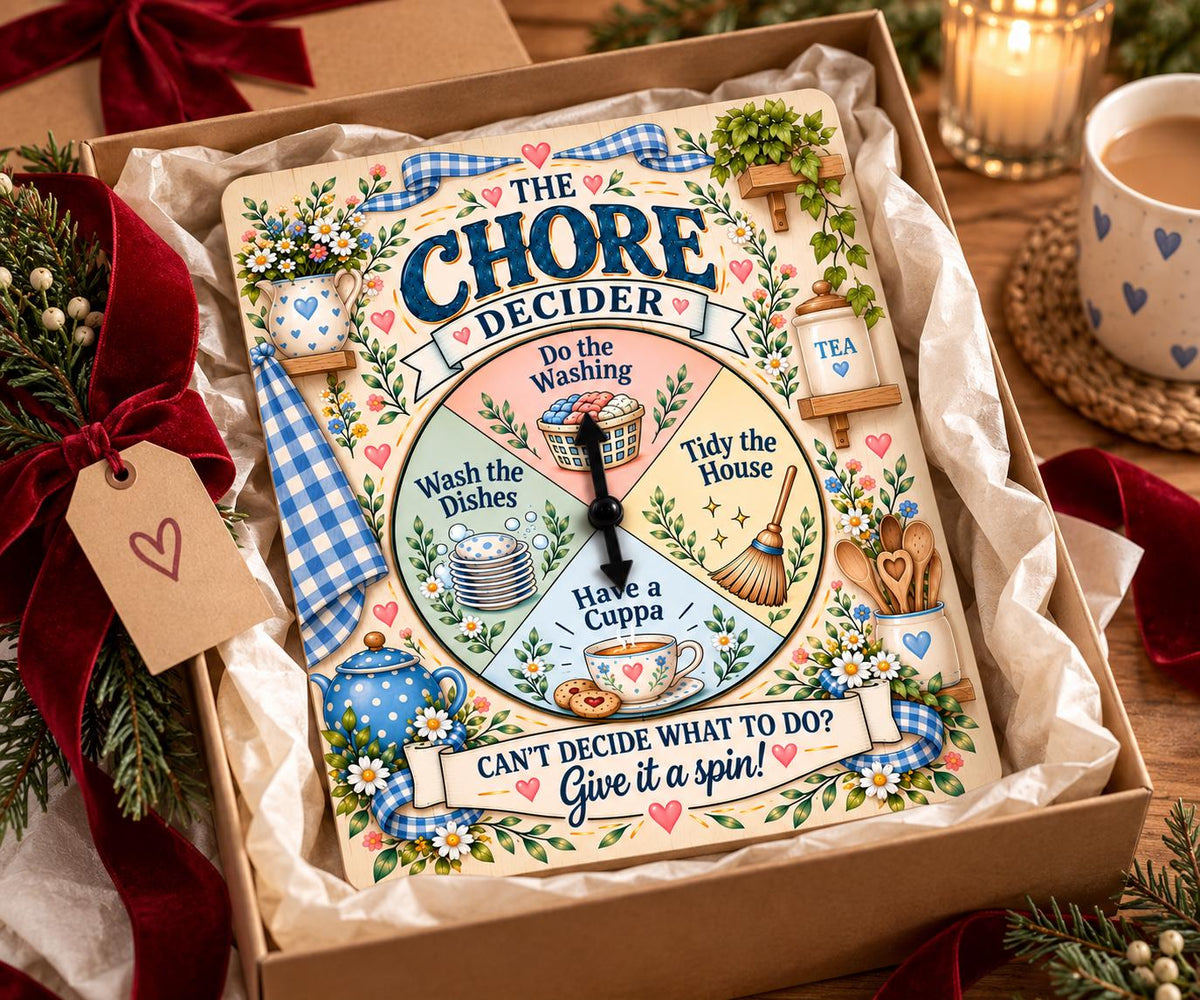 Funny Chore Decider Spinner Sign – Have a Cuppa Tea Lover Kitchen Gift