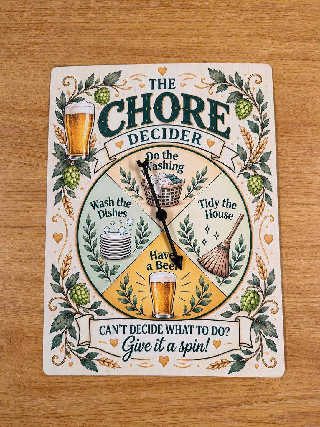 Funny Beer Chore Decider Spinner Sign – Beer Lover Gift, Home Bar Decor, Gift for Dad